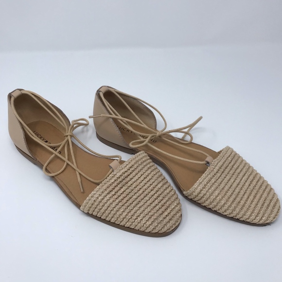 Lucky Brand Shoes - Lucky Brand Nanelia Lace Up Flats Natural 8 EUC